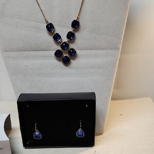 Avon Deep Blue Necklace and Earring Set